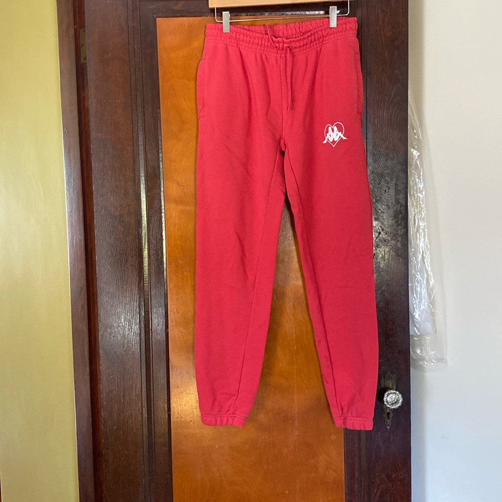 Great Kappa sweatpants. Light reddish color.